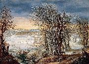 Denis van Alsloot Winter Landscape in the Foret de Soignes, with The Flight into Egypt painting